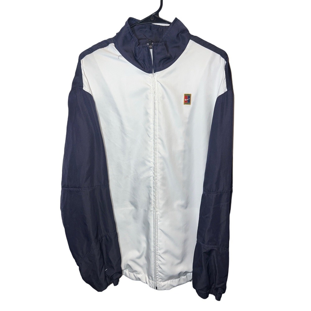 Vintage Nike XL Windbreaker Jacket 1980s White and Blue